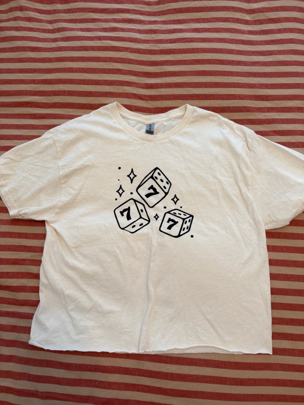 Gildan Cream Heavy Cotton Tee with Black Tag Print
